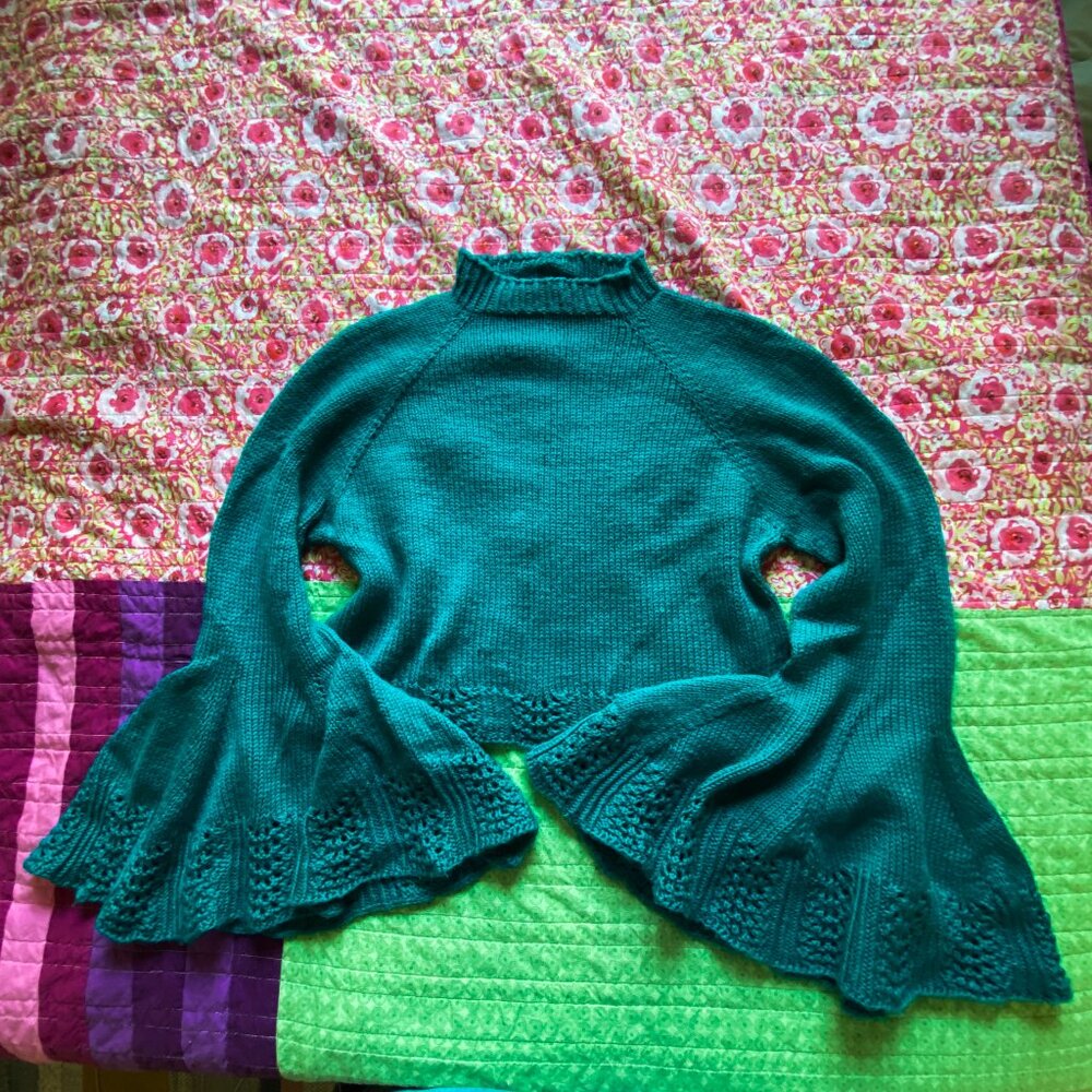 Plus Size Handknit Bell Sleeve Sweater